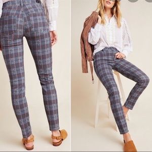 Paige Hoxton Skinny Ankle Atlantic Tartan plaid high rise jeans